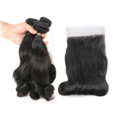 China Egg Loop Bundles With Closure Hair Bundles Raw Indian Hair Egg Loop Bundles With Closure Hair 100% RUBE for sale