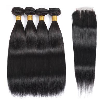 China Straight Hair Bundles With Lace Closure Brazilian Hair In China Cuticle Aligned Virgin Hair Straight Bundles No Shedding No Tangle RUBE for sale