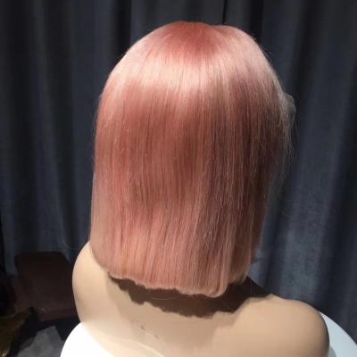 China Wholesale Bob Wig Natural Hairline RUBE Free Sample Pink Wave Hair Silky Straight Hair Short Bob Wigs Raw Indian Remy Hair for sale