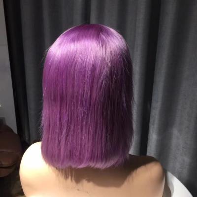 China Free Sample RUBE Straight Hair Purple Hair Short Bob Wig Colored Short Bob Wig Brazilian Wigs Bone for sale