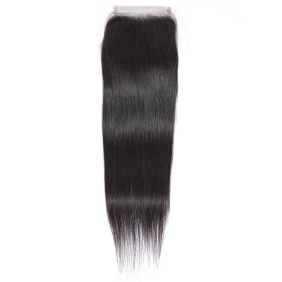 China Raw Unprocessed Silky Straight Wave Hair Vendors Free Sample Lace Up 4x4 Closure Straight Indian Hair Preplucked With Baby Hair RUBE for sale