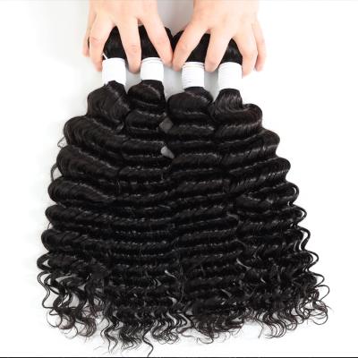 China Brazilian Deep Wave 12A Virgin Hair Cuticle Aligned Wholesale Deep Wave Hair Bundles100% Human Hair No Shedding and No Tangle for sale