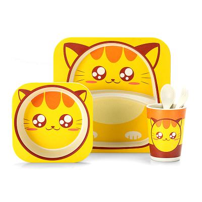 China 2021 shatterproof bamboo fiber children's tableware set heat-resistant children's bamboo fiber tableware for sale