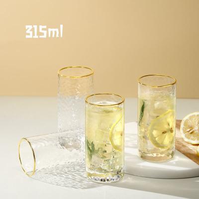 China 315ML Private Label Unbreakable Print Cocktail Glass Cup Gold Glass Set for sale