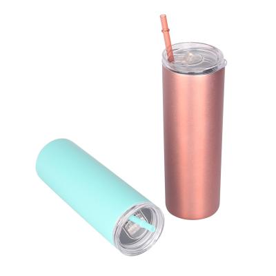 China Sustainable Powder Kids 20oz Tumbler Stainless Steel Wine Coating Double Wall Mugs With Straw for sale