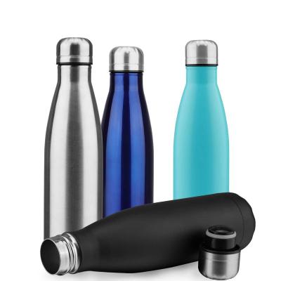 China BPA Silver Sport Water Bottle Stainless Steel Vacuum Flask 500ml Double Wall Stocked Water Bottle Wholesale for sale