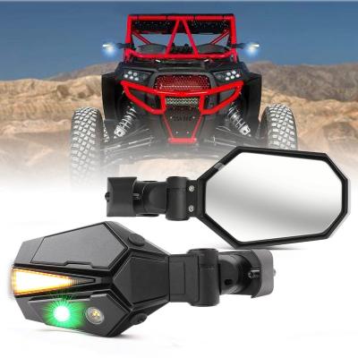 China Folds In On The Impact Universal UTV Rearview Lighted Mirros 1.5 2 Inch Roll Bar ATV UTV Parts Polaris Accessories UTV Led Side Mirrors With Side Mirror Light round for sale