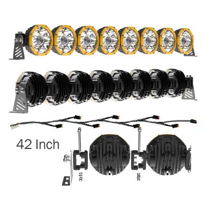 China 42Inch 8Pcs 12V 24V Diecast Aluminum Housing Bottom Combo Spot Driving Beam Offroad LED Light Bar for sale