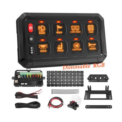 China Drive lights; Optical guide; Led whip; Fog Lamp Offroad Car Truck Auxility Lights 24V 12V Dimmable RGB 8 Strip Offroad Switch Panel With Circuit Control Box for sale