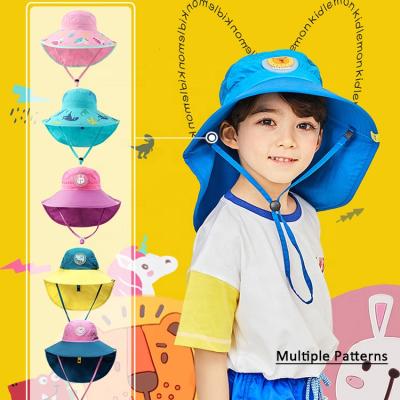 China Breathable Adjustable Wide Brim Sunshade Hat Baby Girls Boys Sun Protection Flap Sun Cap for sale