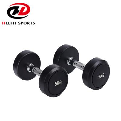 China 2019 Bodybuilding Fitness Popular Gym Rubber Coated Dumbbell Round Head Dumbbell For Weight Lifting for sale