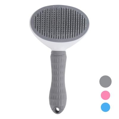 China Easy To Clean Unique Design Hot Selling Blue Color Pet Self Cleaning Deshedding Fur Brush for sale