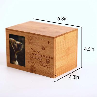 China Wholesale Engravable Bamboo Wood Custom Stored Pet Memorial Urn Dog Picture Caskets and Pet Caskets for sale