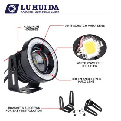 China Car LED Lens 30W 12V 6000K 76mm 89mm COB Angel Eye Fog Light Daytime Running LD-COB for sale