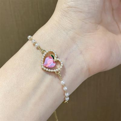 China Female jewelry of new Honey Peach Love Pearl Bangle bracelet simple Korean fashion TRENDY for sale