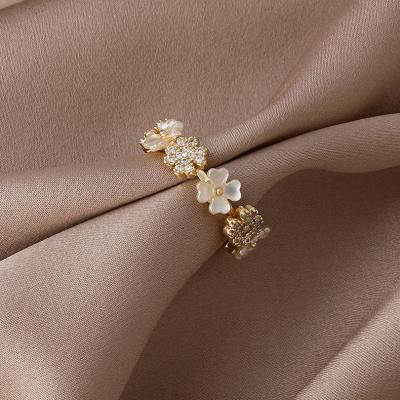 China CLASSIC New Shell Flower Ring Sweet Simple Elegant Simple Opening Ring Women's Jewelry for sale