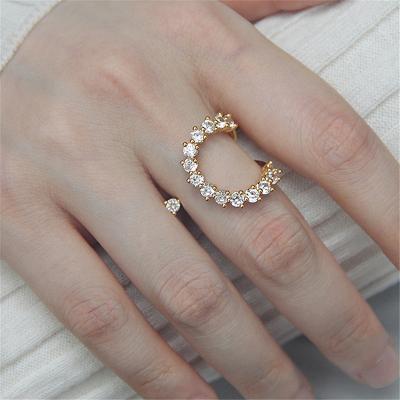 China New Fashionable Korea Micro Inlay Female Ring Fashion Simple Ring Adjustable Jewelry for sale