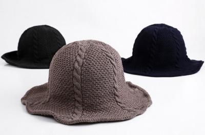 China Korean version of the wool Bucket Hat autumn and winter new solid color knitting basin cap for sale