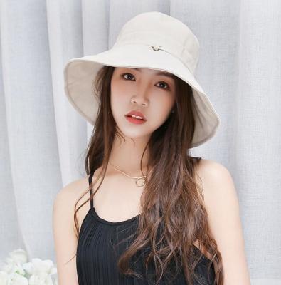 China Cotton Bucket hat female hat Korean version of outdoor leisure flat top sun hat large along the sun cloth cap for sale