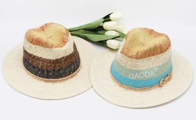 China Custom new ladies England hat jazz hat hand-woven paper straw hat big along Panama Straw Fedora Hat for sale