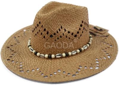 China Hollow straw hat Custom outdoor sunscreen shade big straw hat big along fedoras straw hat for sale