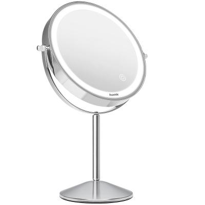 China Lighted Magnification 1x/10x Magnification Auxmir Double Sided Vanity Makeup Mirror With Led Light for sale