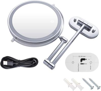 China Auxmir 1x/10x Magnification Lighted 3 Lighted Rechargeable Wall Mounted Vanity Mirror With Led Lights for sale