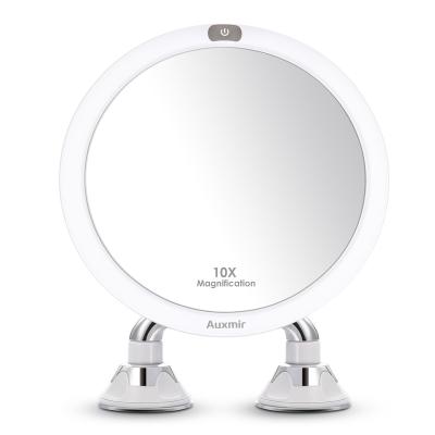 China Auxmir Lit 20cm 10x Magnifying Dimmable Usb Rechargeable Rotating White Round Vanity Makeup Light Lamp Cosmetic Mirror for sale