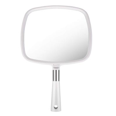 China Personalized Good Quality Hand Held Multifunctional Cosmetic Mirror of Auxmir White Square Beauty Makeup Mirror for Barber Shop for sale