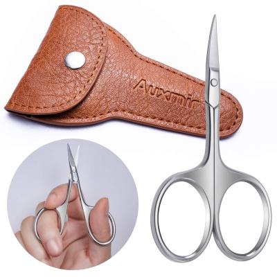 China Light weight and portable hot sale Auxmir quality curved stainless steel scissors for cuticle nail tip with storage pocket for sale