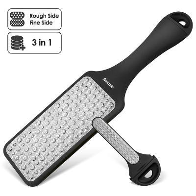 China 3 in 1 Double Sided Stainless Steel Low Moq Remover Foot Care Foot Scrubber Double Sided Professional Hard Foot File for sale