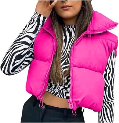 China Waterproof Jacket for Girls Bubble Puffer Women 2022 Autumn Zipper Sleeveless Vest Cotton Coats Parka Winter Warm for sale