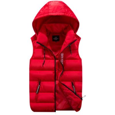 China Waterproof High Quality Men's Puffer Vest Hoodie Shiny Puffer Jacket Lightweight Sleeveless Winter Warm Coat for sale