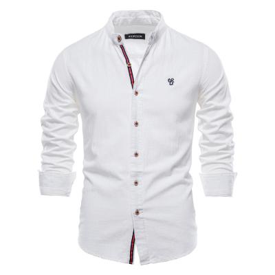 China Anti-pilling High Quality Man's Shirt Long Sleeve Pure Color Casual Business Cotton Slim Shirt for sale