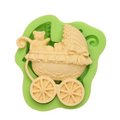 China Sustainable Baroque Style Baby Teddy Bear Carriage Silicone Molds For Cake for sale