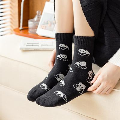 China 2021 New Winter Cartoon Embroidery Women Antibacterial Warm Thick Socks for sale