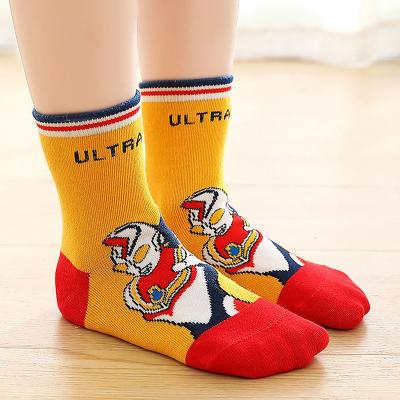 China Cute Antibacterial Ultraman Socks Cartoon Ultraman Kids Boys Socks 100% Cotton Kids Socks for sale