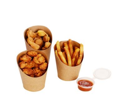 China 12oz Paper Holder Potato Chips Paper Cups Disposable Eco-Friendly Stocked Biodegradable French Fries Cup for sale