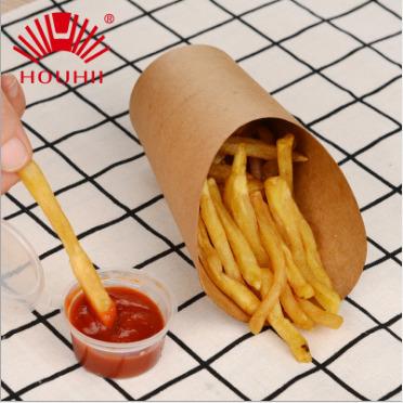 China 2021 Biodegradable French Fries Packing Chips Paper Cup, Custom Fast Food Egg Waffle Paper Cup for sale