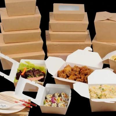 China Custom Recyclable Disposable Kraft Paper Take Away Food Boxes And Cup for sale