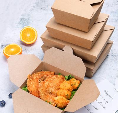 China Empaques Paper Recyclable Disposable Fast Food Packaging Packing Lunch Takeaway Bento Box for sale