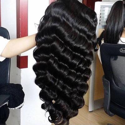 China 13*6 Curly Lace Front Human Hair Wigs Brazilian Loose Deep Wave Wig Pre Plucked Natural Hairline 150% Density Remy Hair Wigs for sale