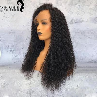 China Long Curly Kinky Curly Lace Front Wigs Brazilian Remy Human Hair 13x6 Lace Front Wig With Natural Baby Hair Color for sale