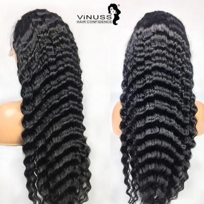 China Deep Wave 30 Inch Deep Wave Lace Front Human Hair Wigs Brazilian 13x6 Glueless Bleached Pre Plucked Knots For Black Women for sale