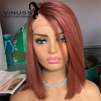 China Bob Celebrity Ombre 4x4 Lace Closure Short Bob Lace Wigs Human Hair Wigs Pre Plucked For Woman Vinuss Hair for sale