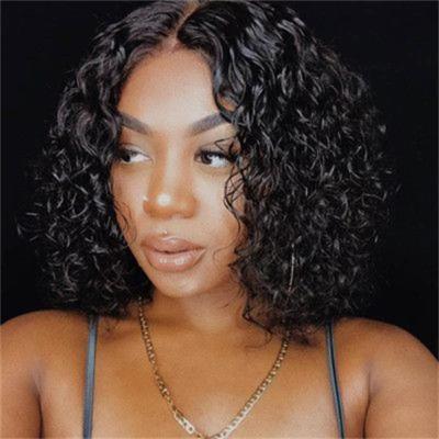 China Curly Lace Front Human Hair Wigs Pre Curl Wave 13x4 Short Curly Indian Hair Wig Plucked With Baby Hair For Women VINUSS for sale