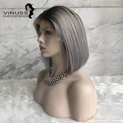 China Silky Straight Lace Wigs Wave 1b/613 Honey Blonde Gray Short Bob Pixie Cut Human Hair Wig Lace Front Women Remy Brazilian VINUSS Human Hair Wigs For for sale