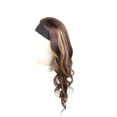 China Hot Selling Water Wave Fiber Bandage Wigs Body Wave Long Wigs With Headband For Black Women for sale