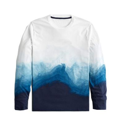 China 100% OEM Logo Fashion Brand Cotton Custom Round Neck Tie Dye Men's Anti-pilling Long Sleeves T-Shirts for sale