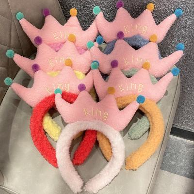 China Korean Beauty Headband Fashion Queen Headband Plush Spa Makeup Crown Cartoon Version Soft Package Hair Accessories for sale